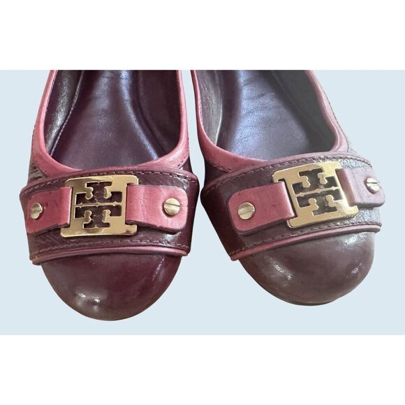 TORY BURCH Clines Ballet Flat Burgundy Maroon Patent Leather Sz 8 - Picture 3 of 7